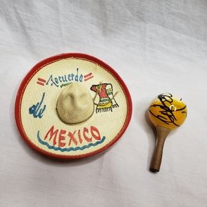 Vintage Cabo San Lucas Mexico Souvenirs Mini Hat Maracas